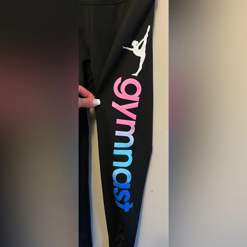 Justice Girls Gymnast Sport Lattice Leggings Size 12 - Picture 2 of 6